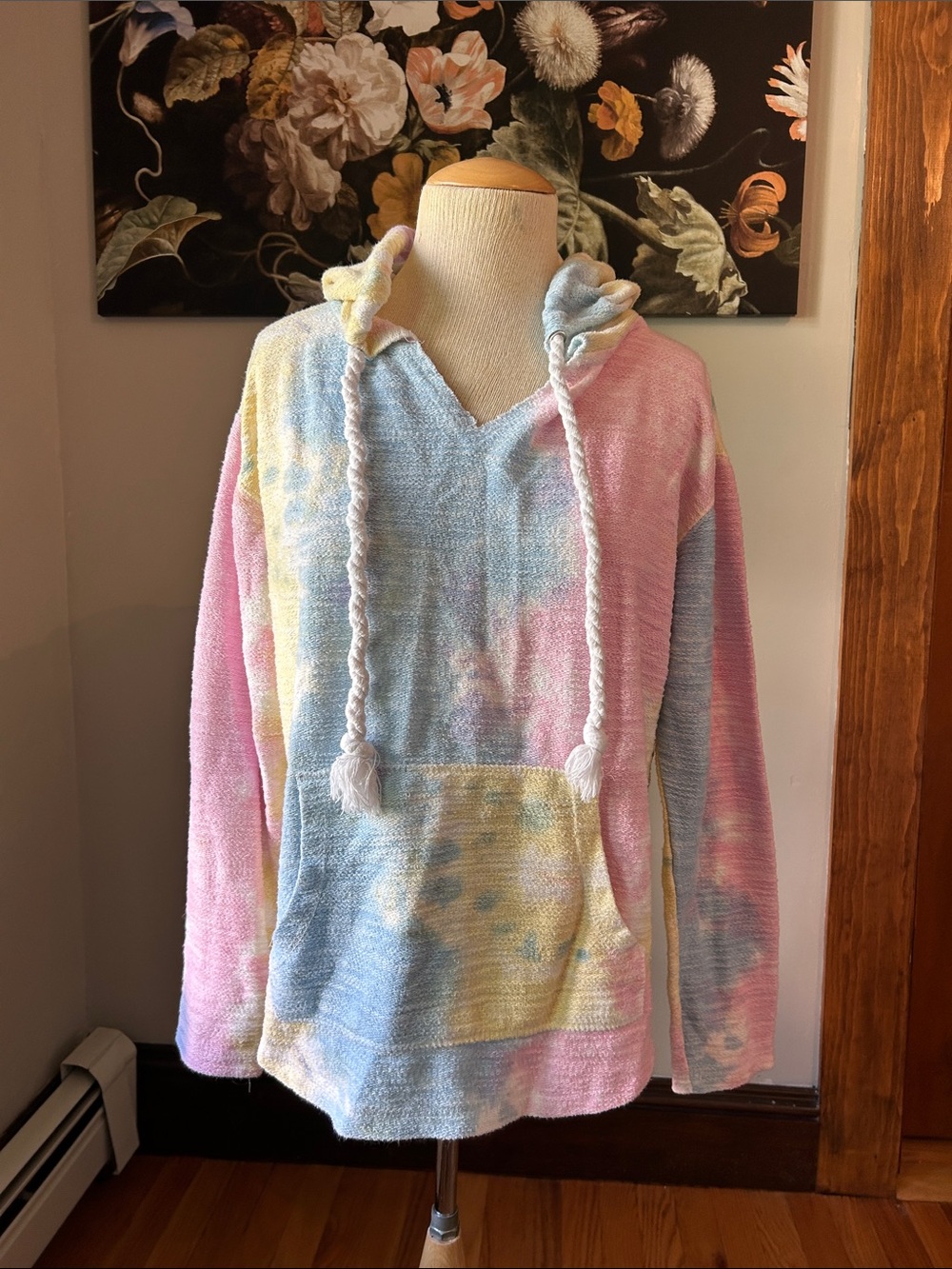Southern Spirit Pastel Tie-Dye Hooded Pullover Sweatshirt - Pink Blue Yellow